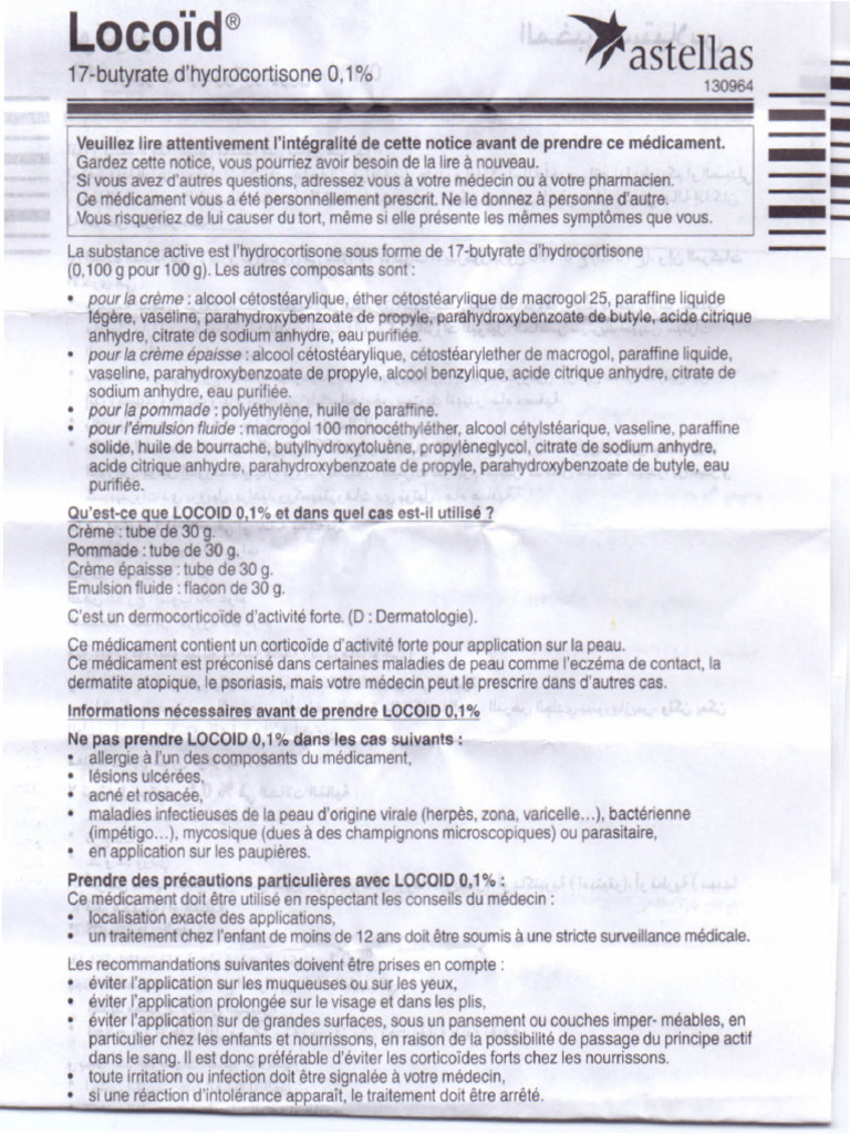 Notice d'utilisation de Locoïd 0,1% | PDF | Peau | Psoriasis