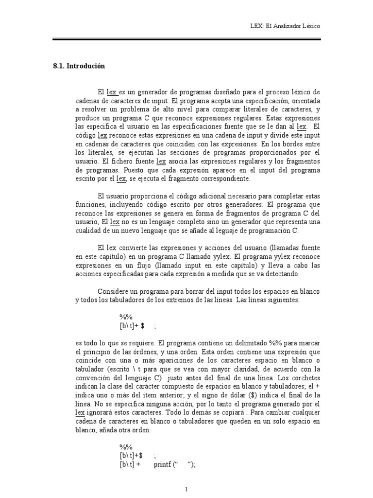 Tutorial Lex | PDF | Programa de computadora | Programación