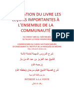 Le commentaire des leçons importantes destinées à l'ensemble de la communauté