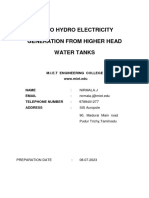 Microelectricity Generation From Higher Head Water Tanks