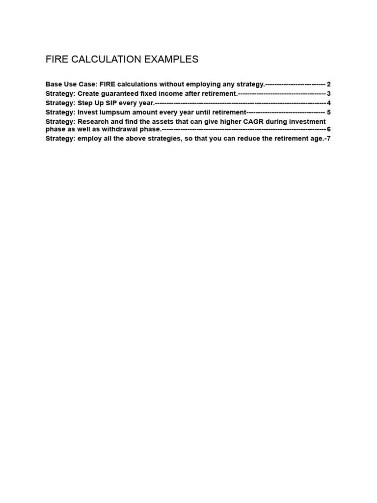 FIRE Calculation Examples | PDF