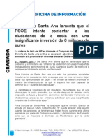 Concha de Santa Ana Lamenta Que El PSOE Intente Contentar A Los Ciudadanos de La Costa Con Una Insignificante Inversión de 6 Millones de Euros