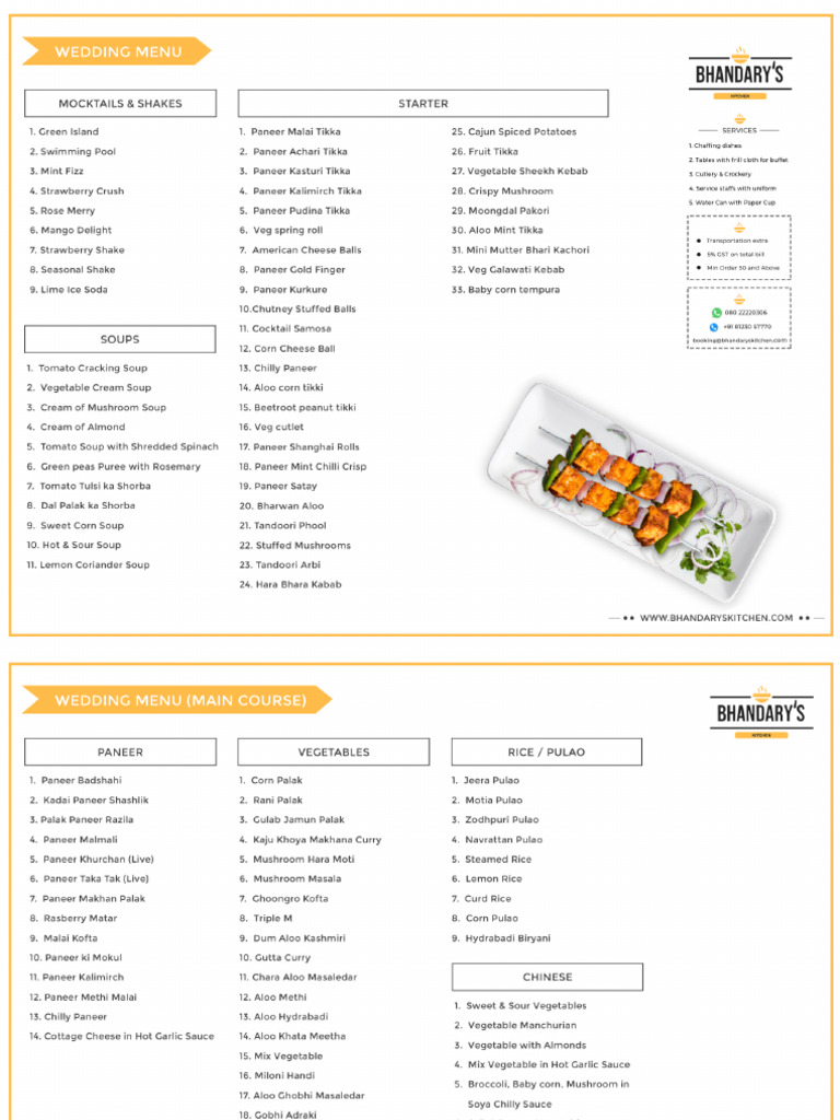 North Indian Wedding Menu 22 | PDF