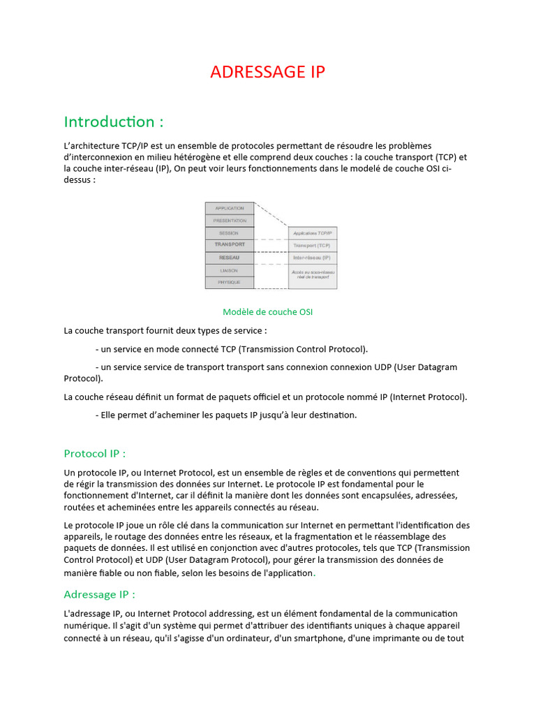 Guide sur l'Adressage IP et ses Types | PDF | Adresse IP | I Pv6