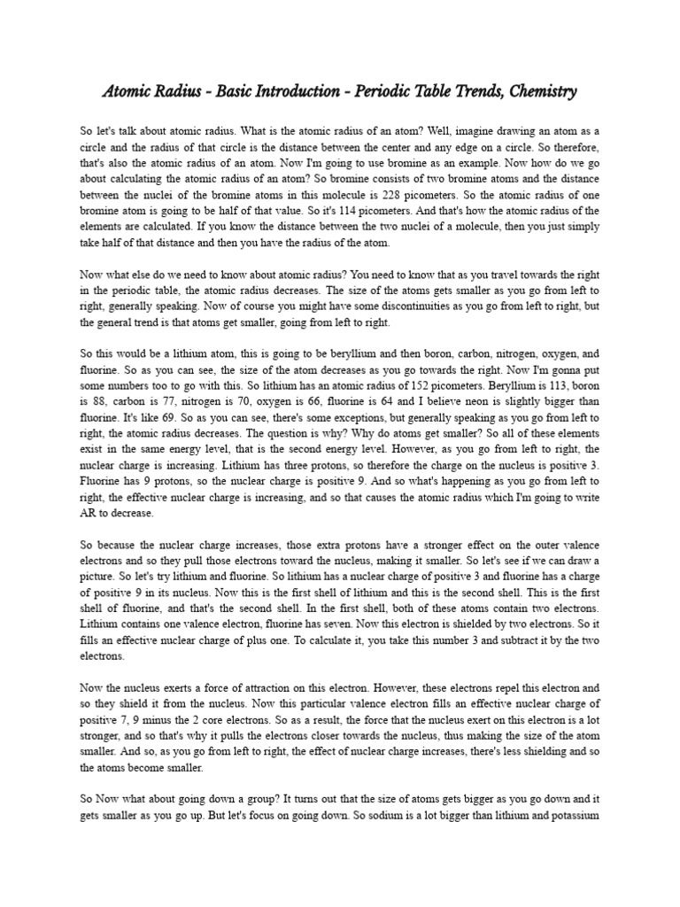 Periodic Trends | PDF | Ion | Ionic Bonding