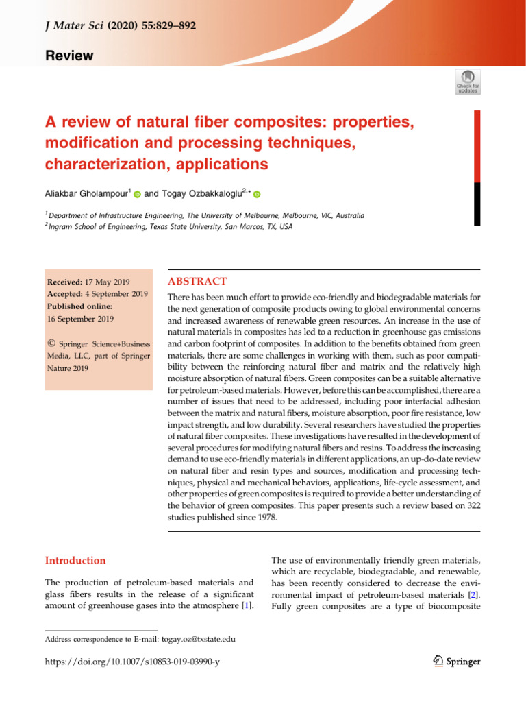A Review of Natural Fiber Composites Properties | PDF | Thermoplastic ...