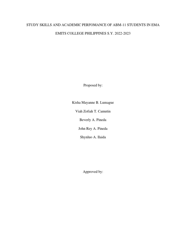 Study Skills and Academic Perfomance of Abm | PDF | Career & Growth ...