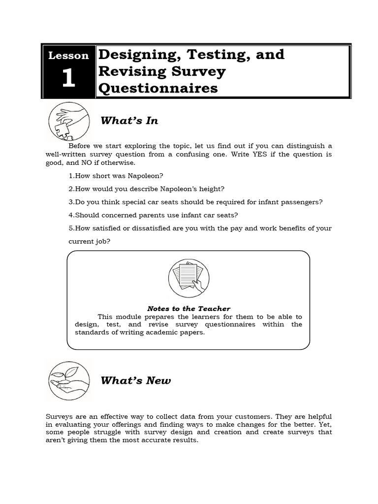 Topic 8 Designs Tests and Revises Survey Questionnaires Part I 1 | PDF ...