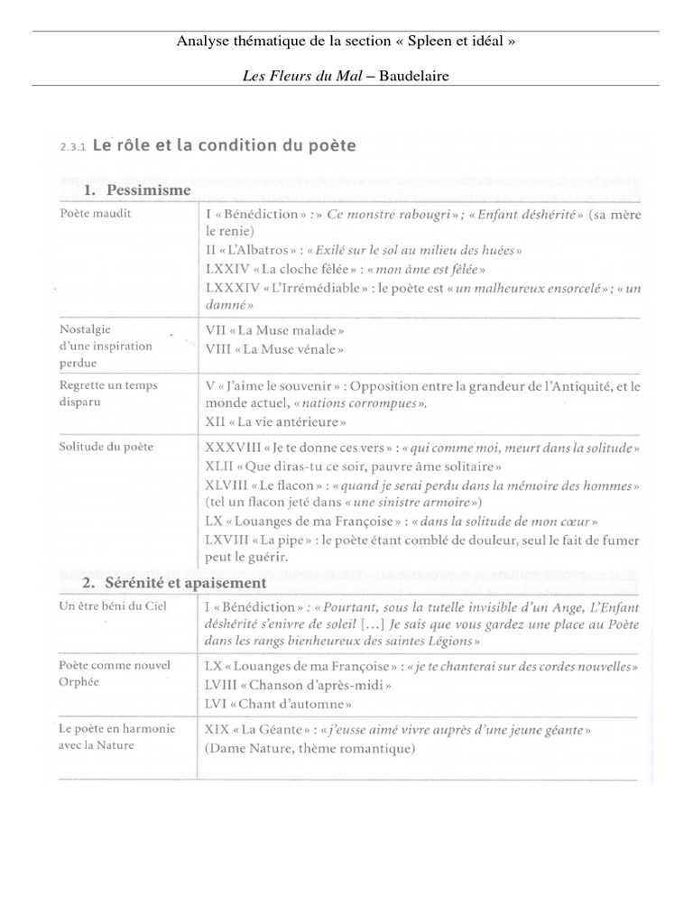 Analyse Thématique de La Section Spleen Et Idéal | PDF