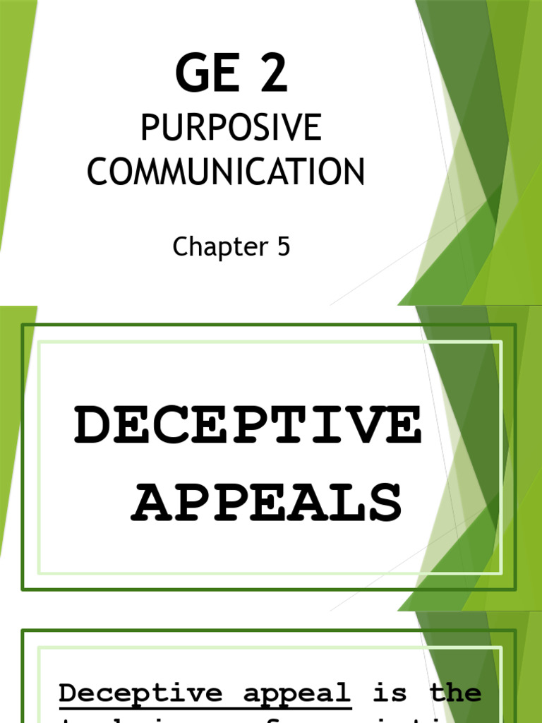 (Purposive Communications) Ch. 5 - Deceptive Appeals | PDF