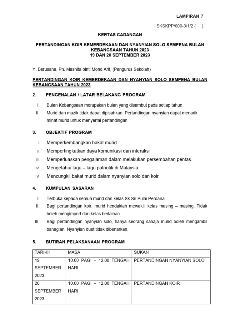 Kertas Kerja Koir Dan Nyanyian Lagu Patriotik | PDF