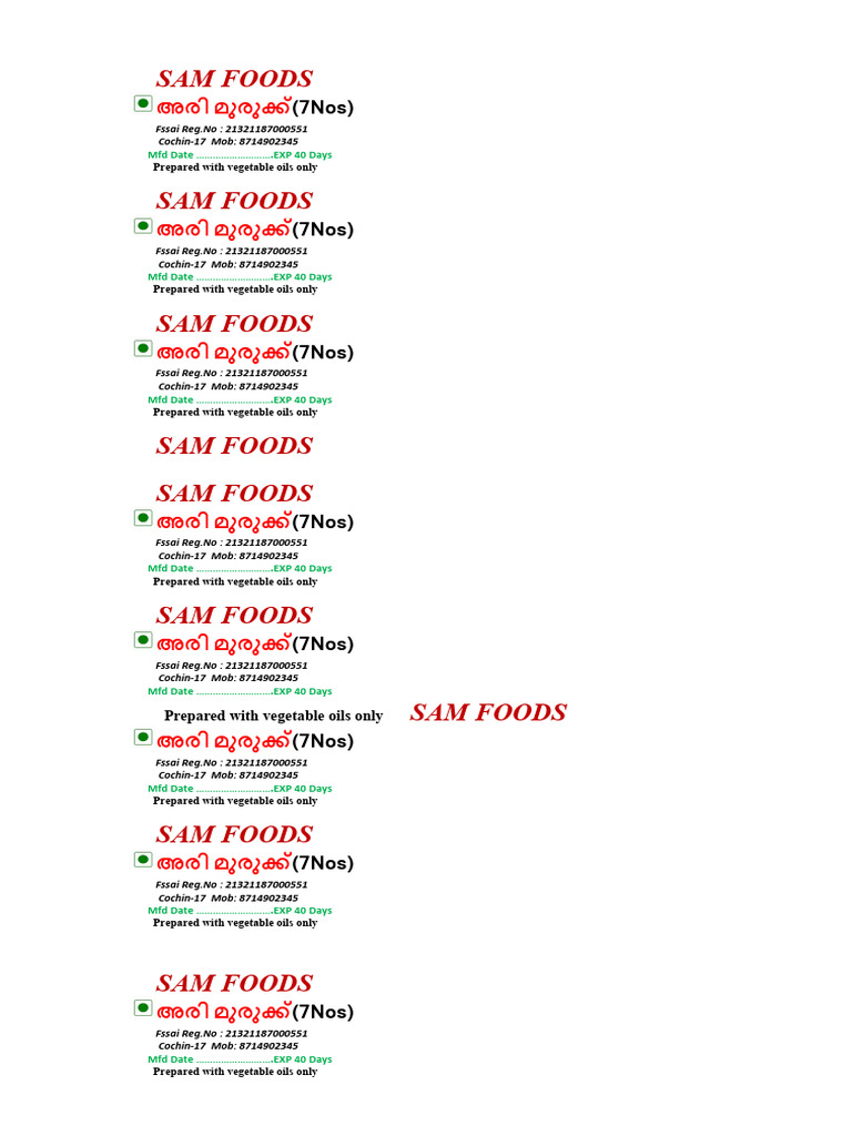 Sam Foods PDF