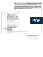CS Form No. 212 Attachment Work Experience Sheet TAN