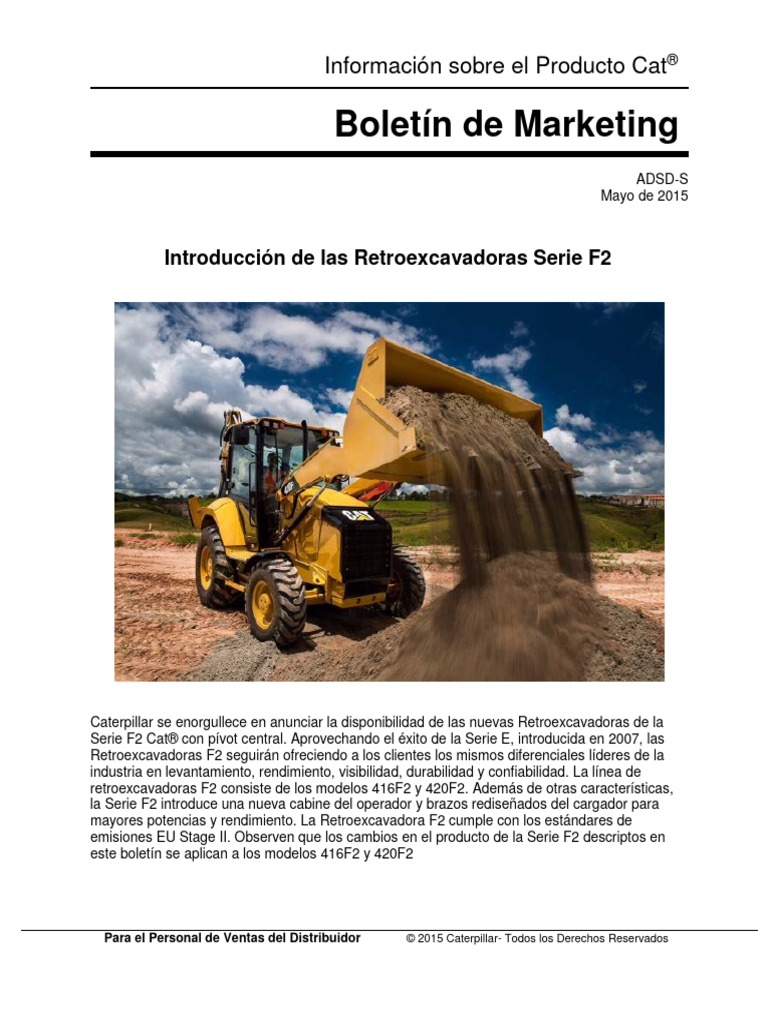 Marketing Bulletin - 416F2 and 420F2 Backhoe Loaders (Americas South ...