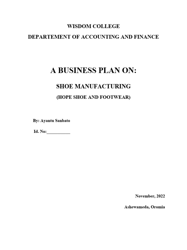 Shoe Manufacturing Business Plan PDF Shoe Footwear