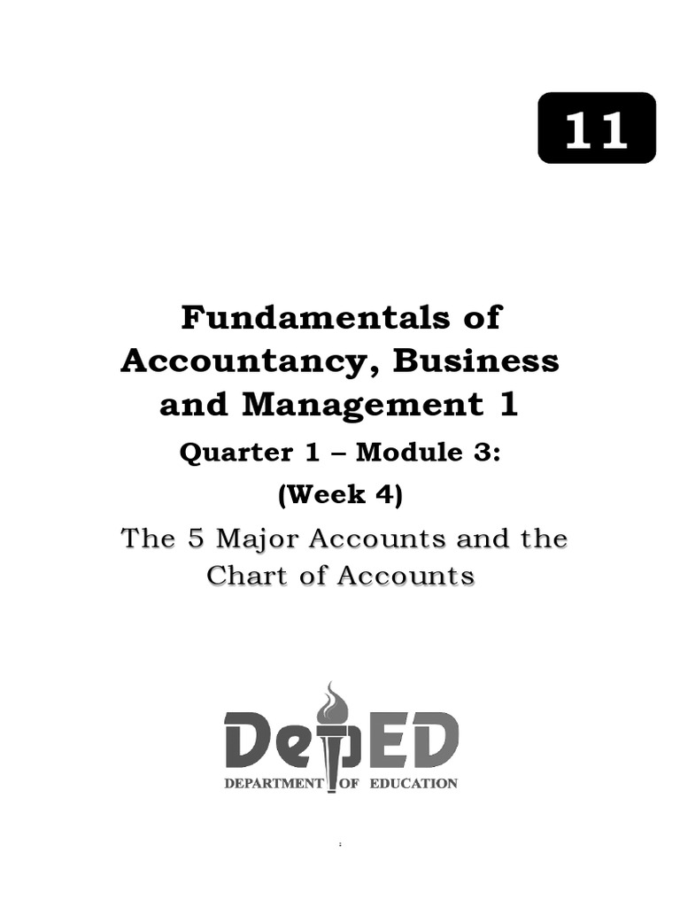 Fabm 1 q1 wk 4 module 3 5 major accounts and the chart of account pdf