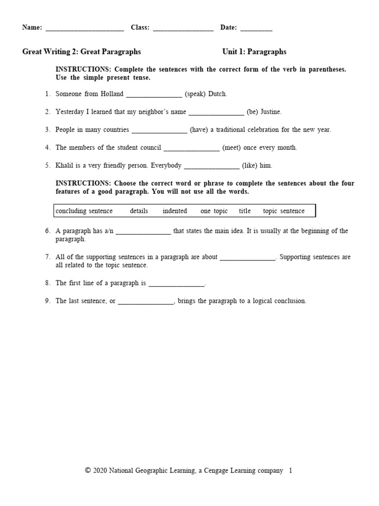 Great writing 2 great paragraphs unit 1 paragraphs pdf