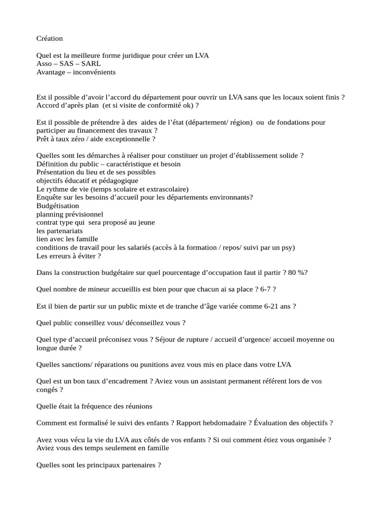 Création d'un LVA : Guide pratique | PDF | Évolution de carrière | Affaires