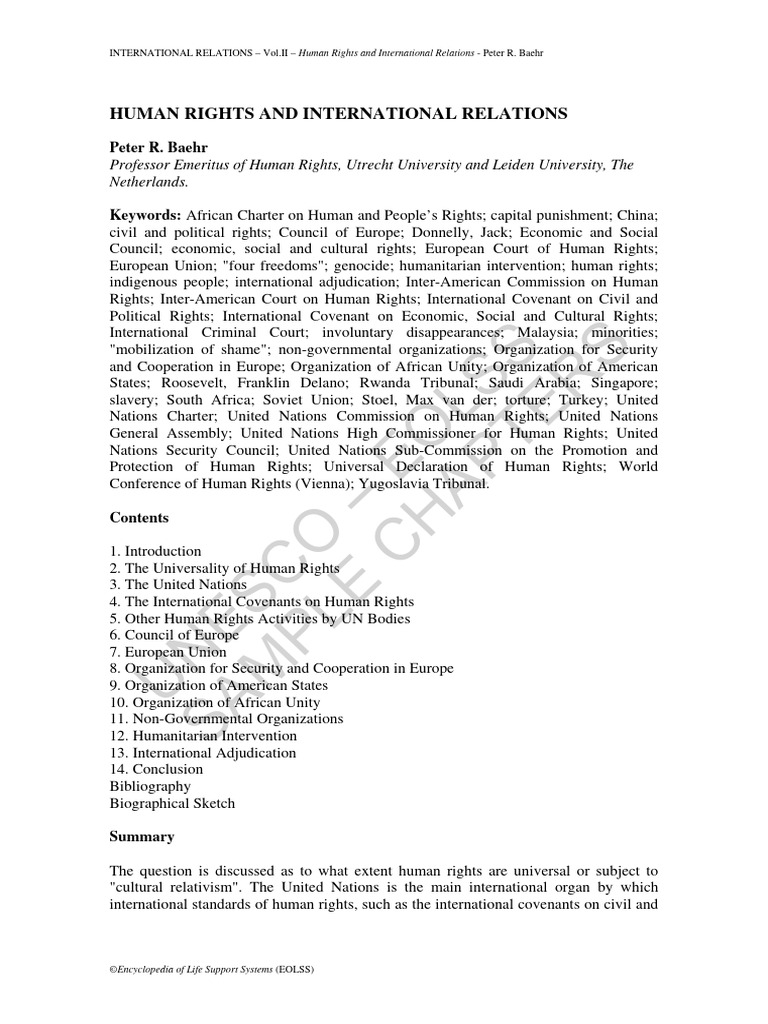 Human Rights in International Relations | PDF | Human Rights | United ...