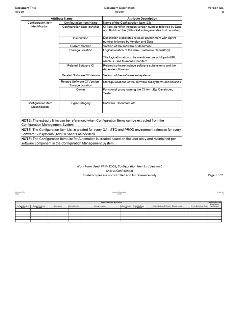 Configuration Item List Template | PDF | Software | Computer Science