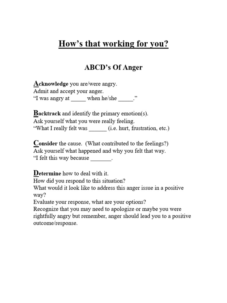 ABCD Model for Anger Management | PDF | Self-Improvement
