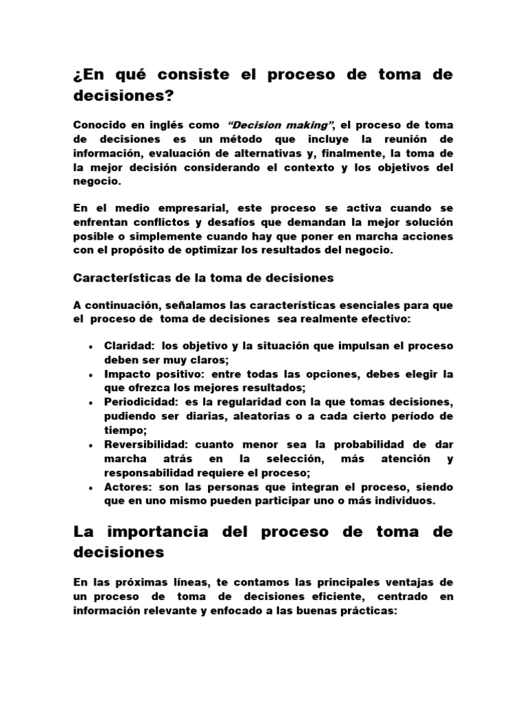 El Proceso de Toma de Decisiones | PDF | Negocios