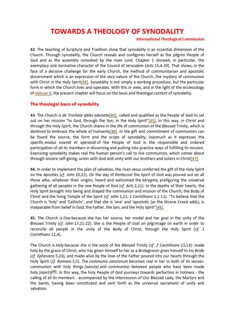 Towards A Theology Of Synodality Eng Pdf Eucharist Catholic Church