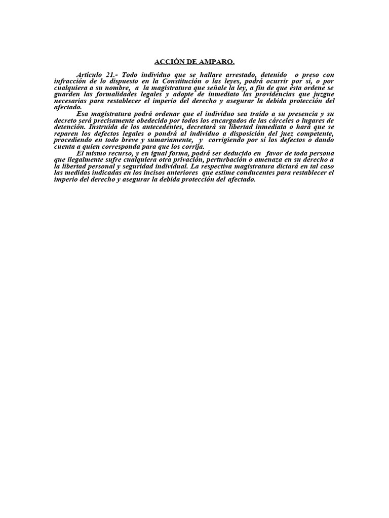 Acción de Amparo y Habeas Corpus | PDF