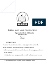 S1 Mathematics Papeer One Kamssa Joint Mock Examinations