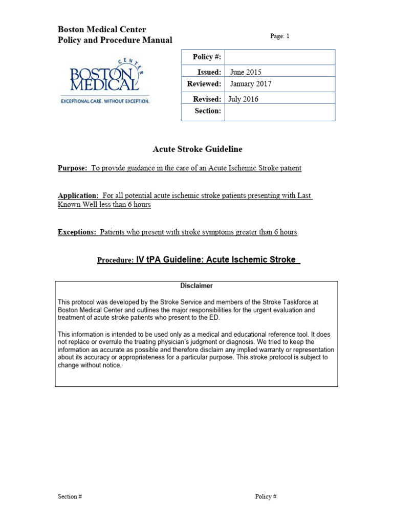 Acute Stroke Guideline January 2017 | PDF | Stroke | Blood Pressure