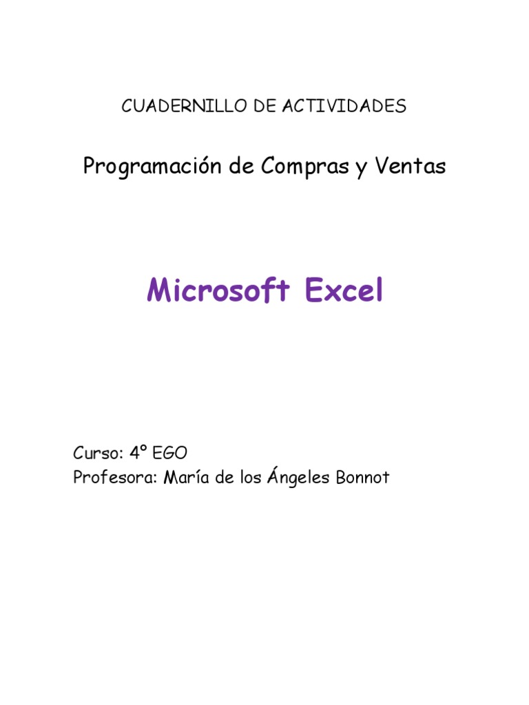 Excel: Actividades de Compras y Ventas | PDF | Microsoft Excel ...
