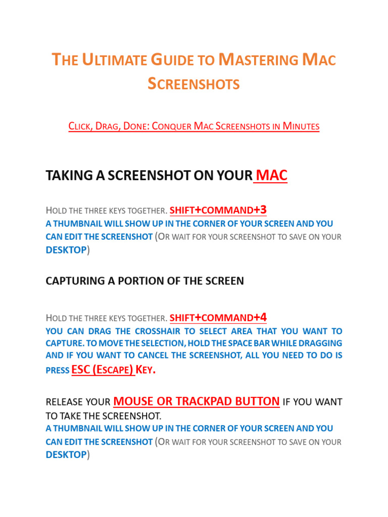 The Ultimate Guide To Mastering Mac Screenshots | PDF | Screenshot ...