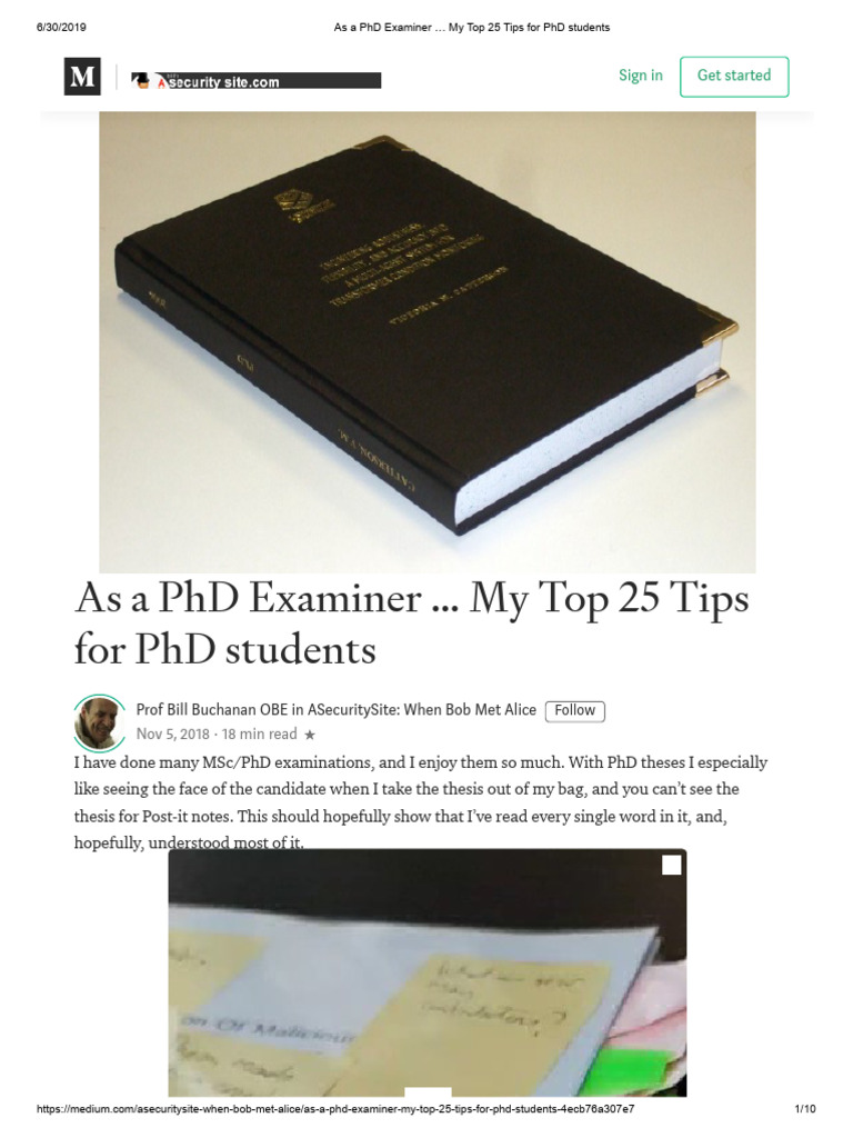 As a phd examiner my top 25 tips for phd students pdf thesis
