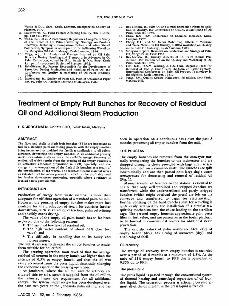 Treatment of Empty Fruit Bunches For Recovery of Residual | PDF - Successful Methods To Eliminate Fruit Files