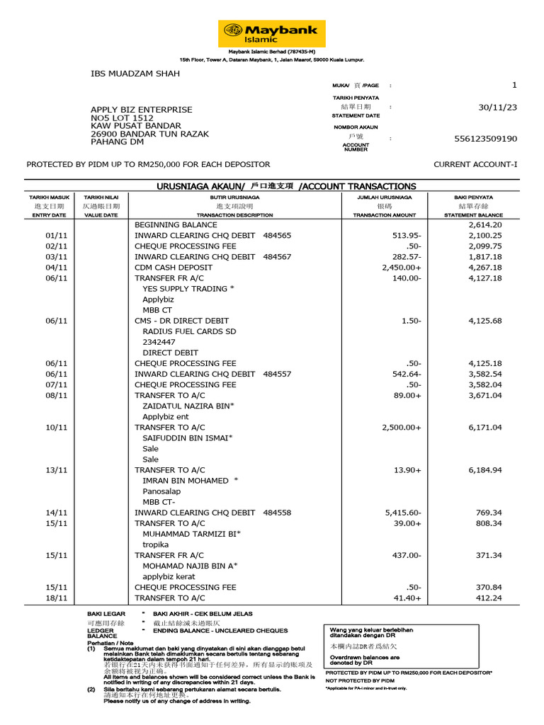 Ibs Muadzam Shah 1 30/11/23 PDF