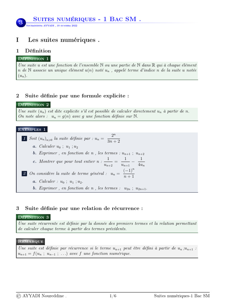 Suites numériques : définitions et exemples | PDF