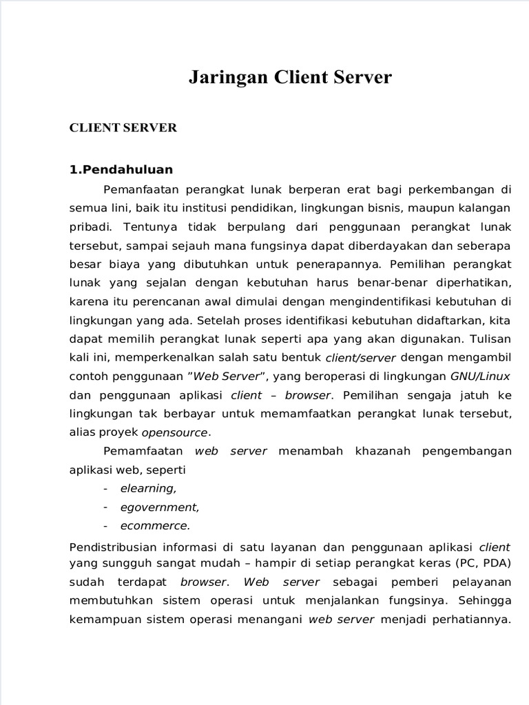 Arsitektur Jaringan Client-Server | PDF