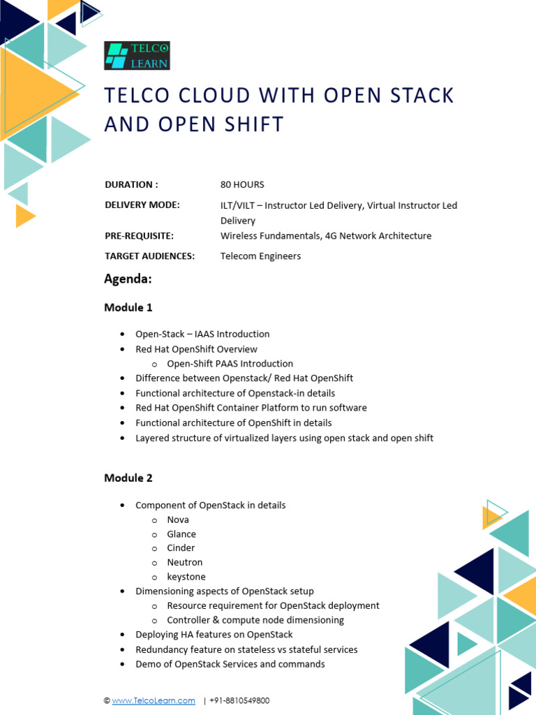 ToC - TelcoCloud - OpenStack - Openshift | PDF | Open Stack ...
