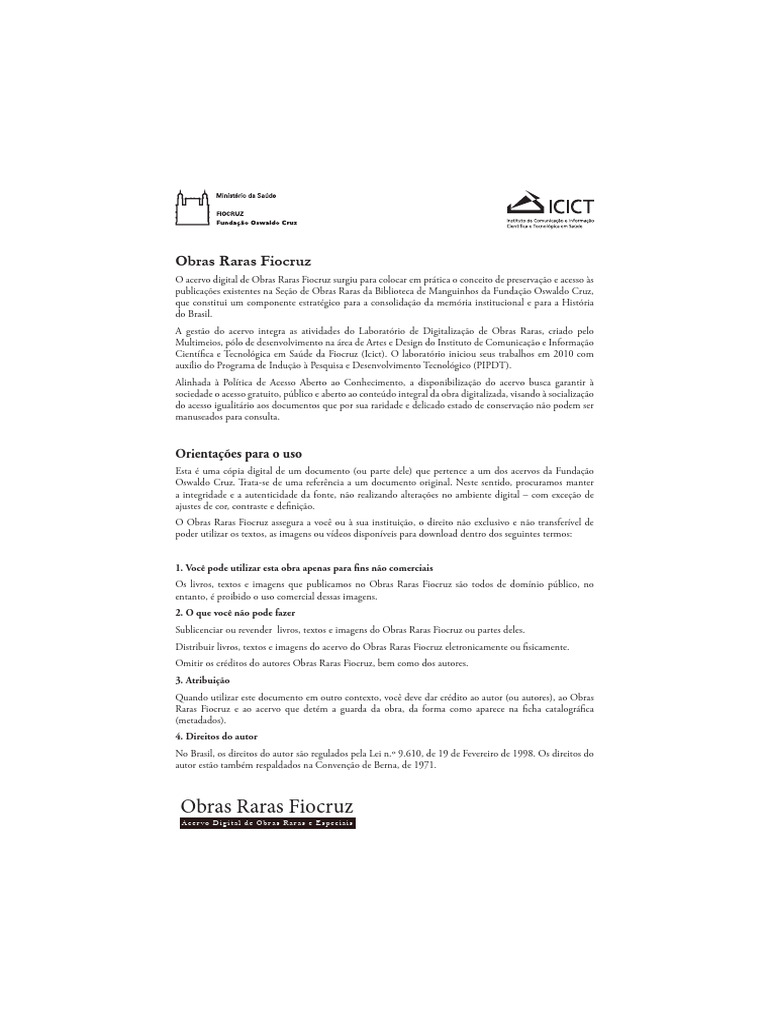 Dr Oswaldo Gon Alves Cruz Os Servi Os De Sa De P Blica No Brasil Vol 