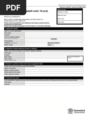 Change Name Adult Over 18 Years