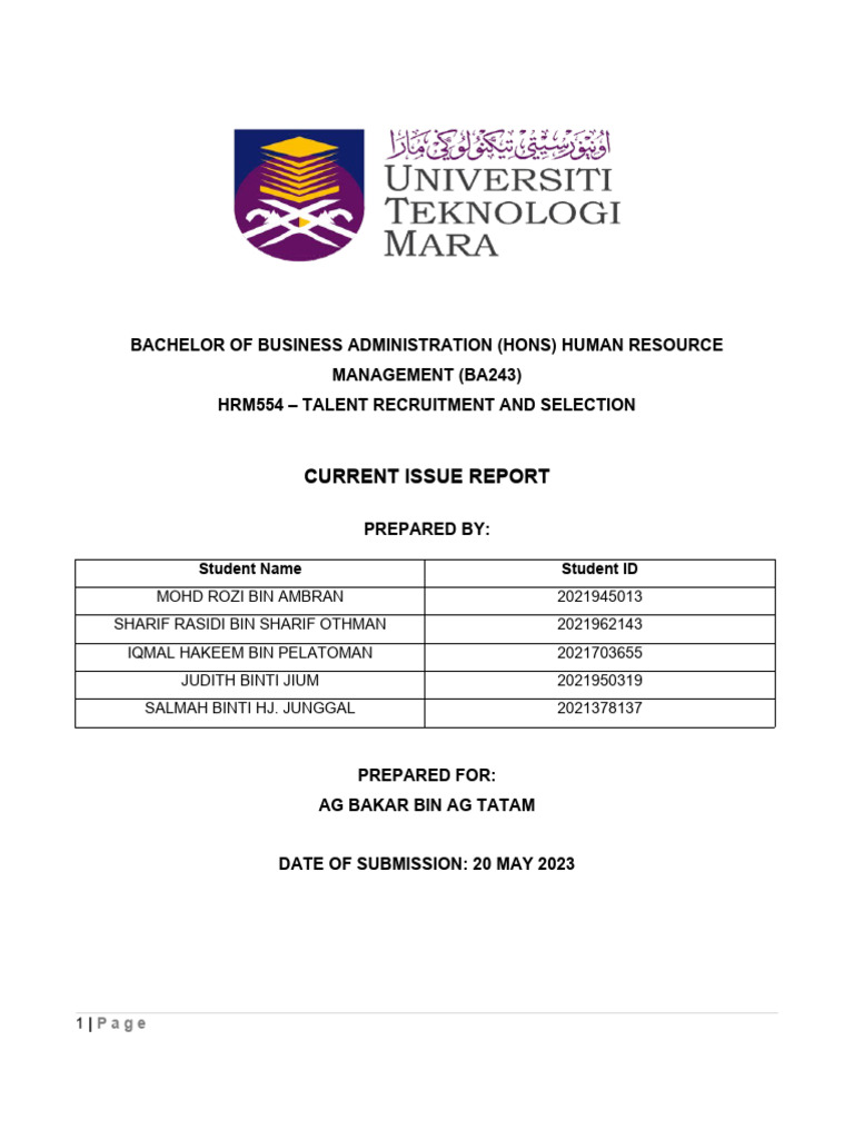 Group Assignment 2 Report Hrm554 Group 3 Download Free Pdf