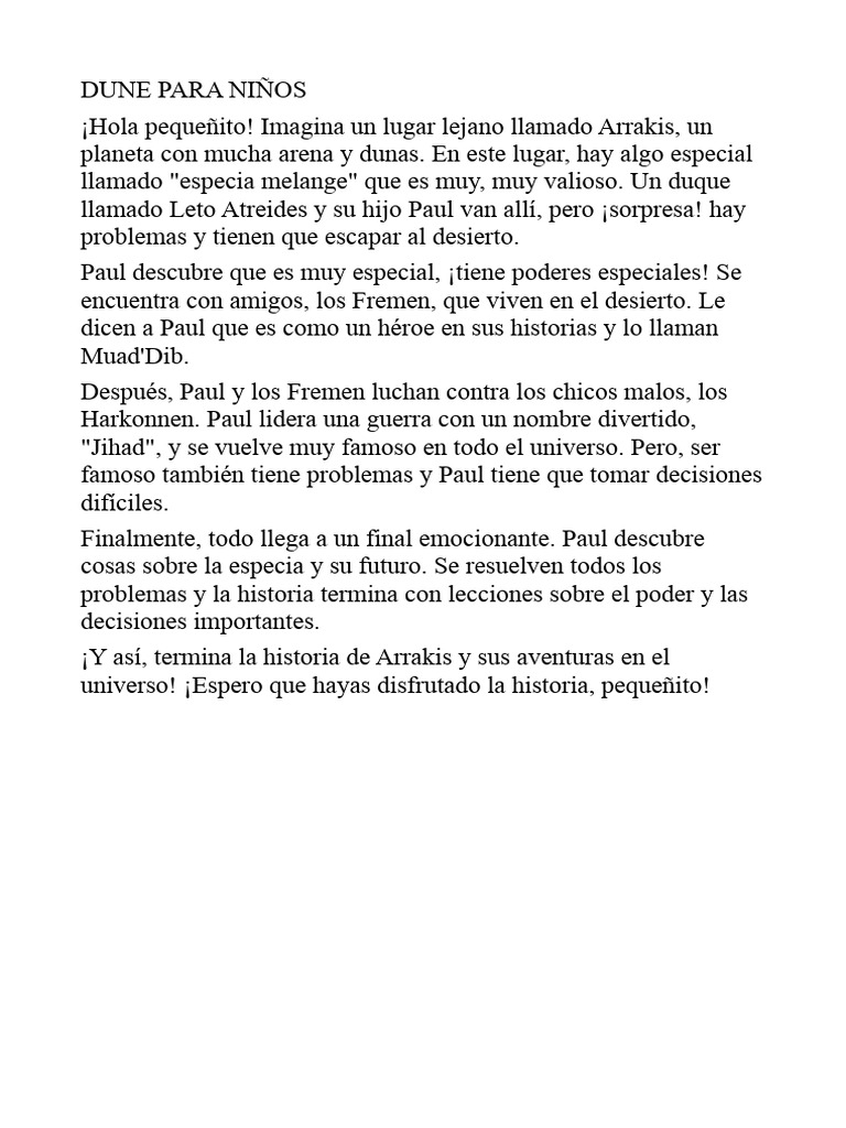 Dune Resumen para Ni os PDF - 1720847752