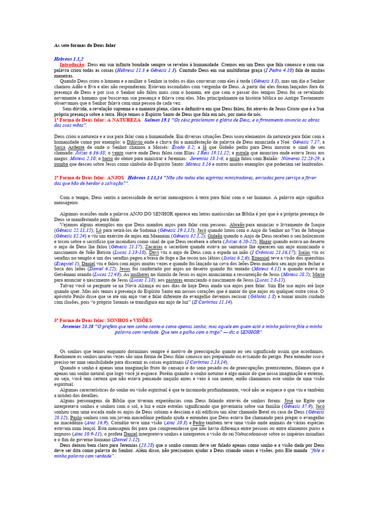 As Sete Formas de Deus Falar | PDF | Anjo | Espírito Santo (religião)