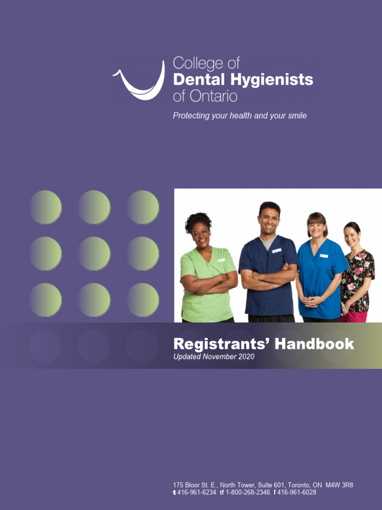 Registrants Handbook PDF Professional Ethics Dental Hygienist