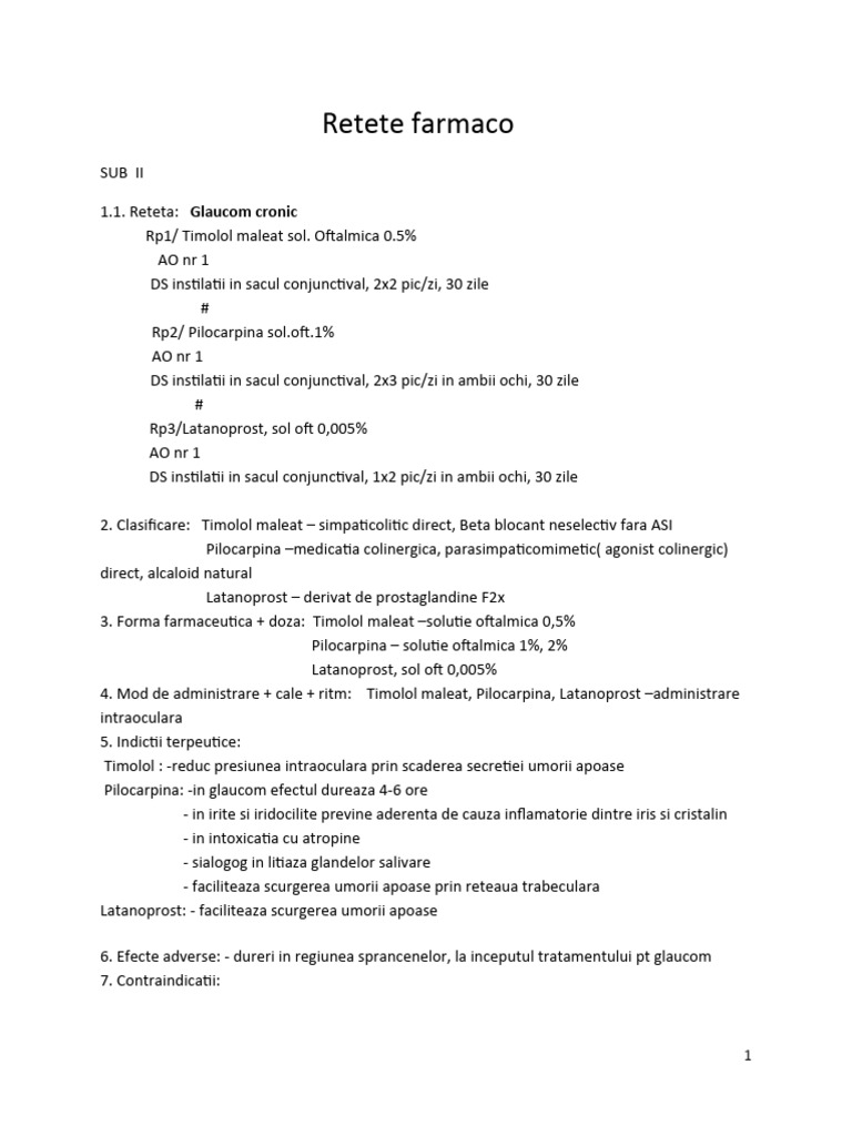 Retete Farmacologie | PDF