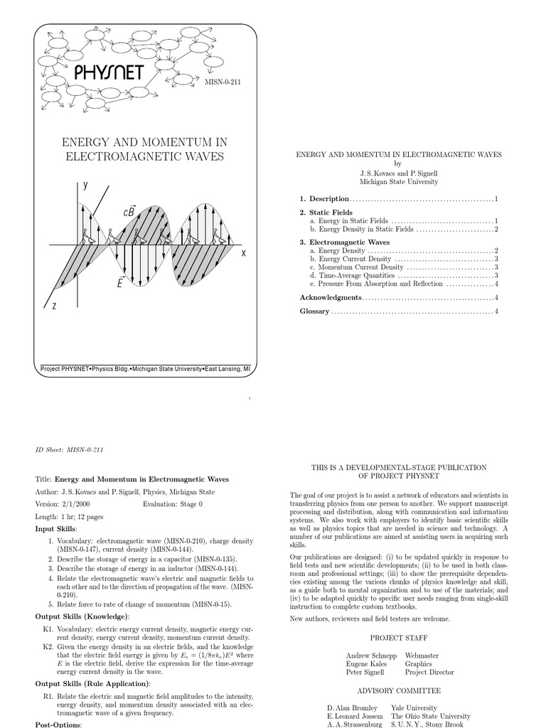 Energy & Momentum in EM Waves | PDF | Waves | Electricity