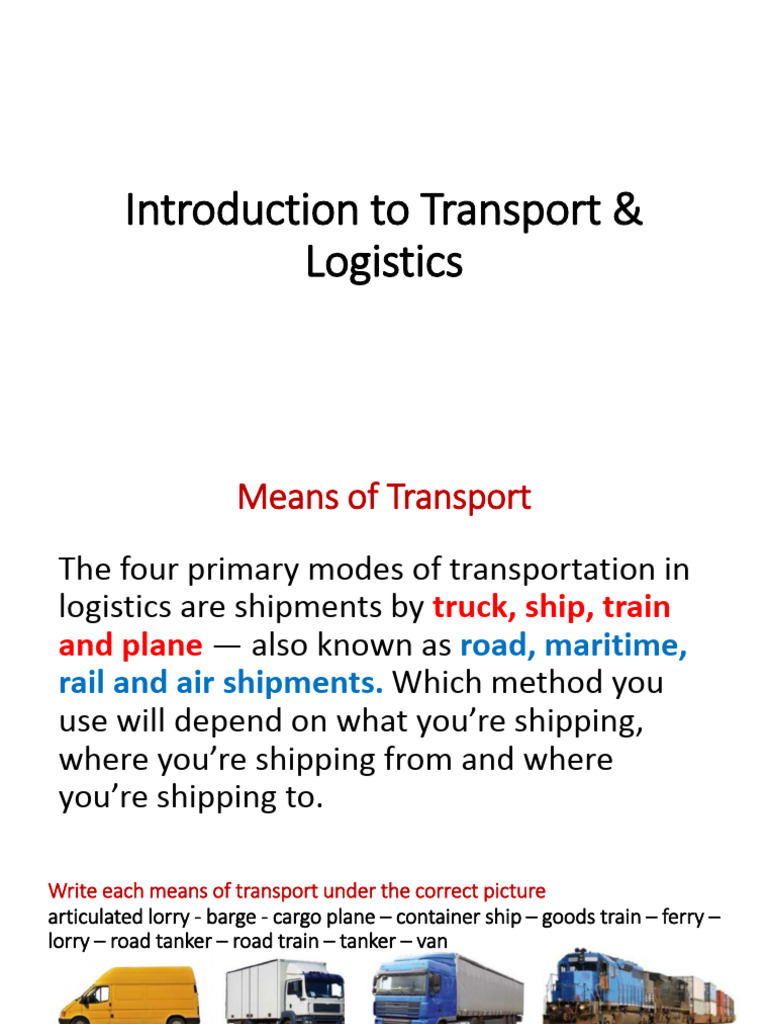 Introduction To Transport & Logistics - 240109 - 145142 | PDF