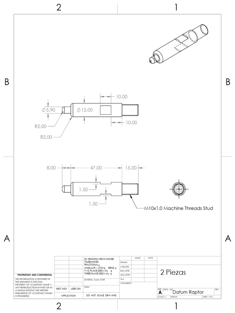 M10x1.0 Machine Thread Stud Specs | PDF