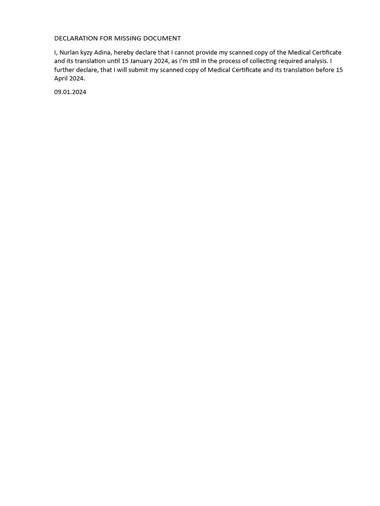 Declaration For Missing Document | PDF