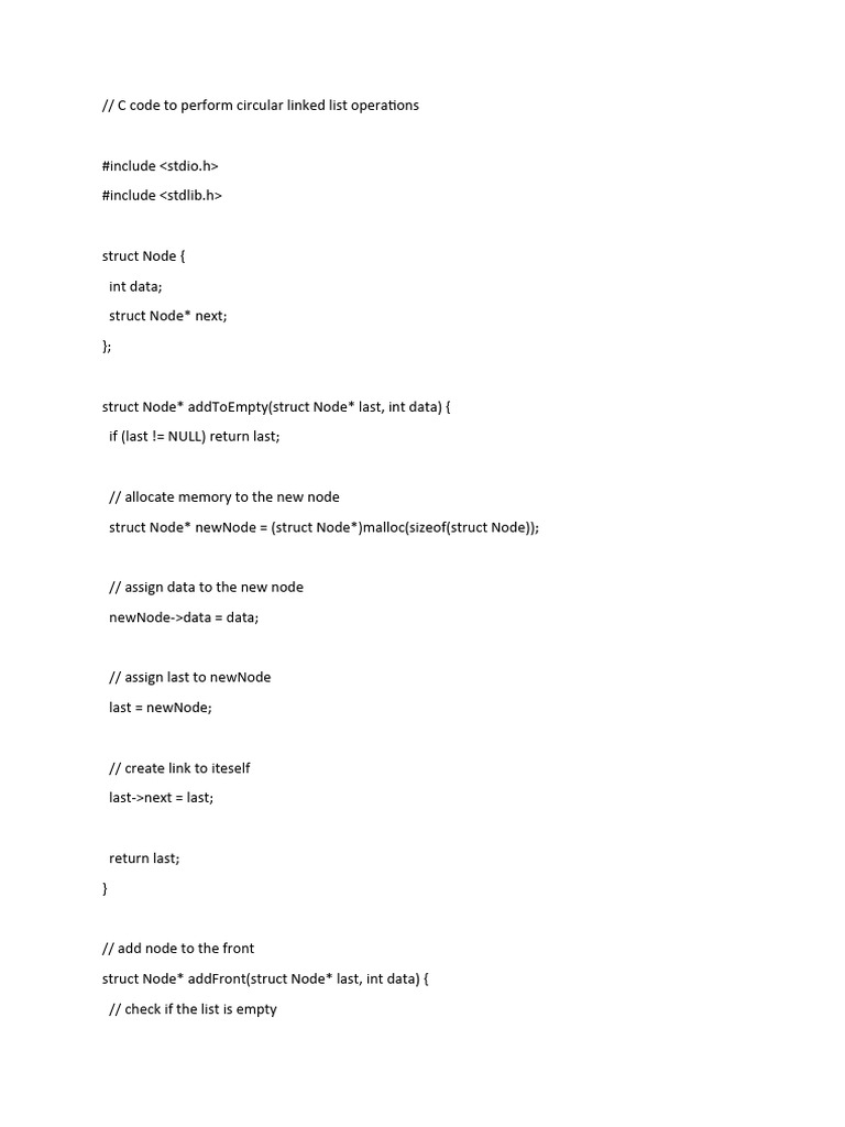 Circular linked list pdf